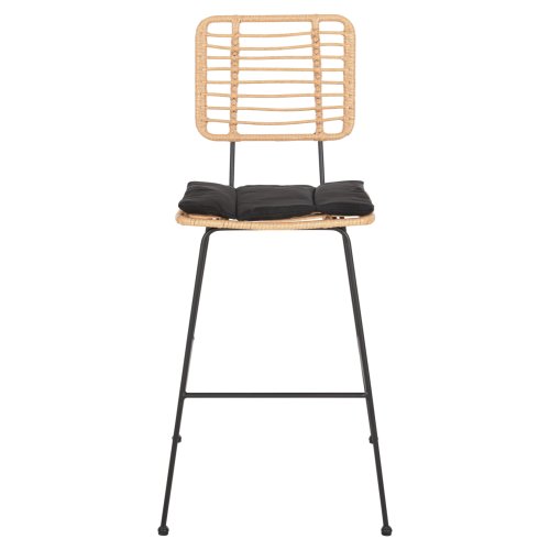 Barhocker Allegra aus Metall & KISSEN SCHWARZ-WEIDENBEIGE 56x59x116,5cm