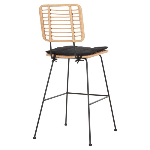 Barhocker Allegra aus Metall & KISSEN SCHWARZ-WEIDENBEIGE 56x59x116,5cm