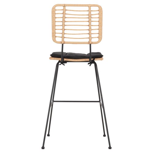 Barhocker Allegra aus Metall & KISSEN SCHWARZ-WEIDENBEIGE 56x59x116,5cm