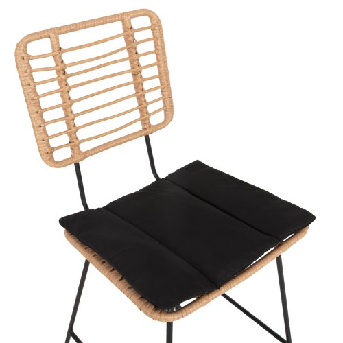 Barhocker Allegra aus Metall & KISSEN SCHWARZ-WEIDENBEIGE 56x59x116,5cm