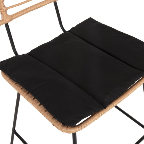Barhocker Allegra aus Metall & KISSEN SCHWARZ-WEIDENBEIGE 56x59x116,5cm