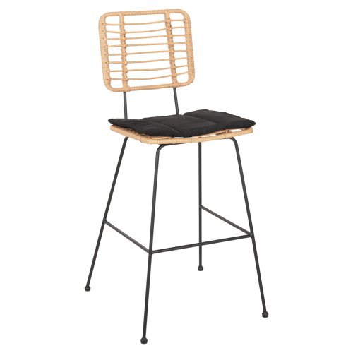 Barhocker Allegra aus Metall & KISSEN SCHWARZ-WEIDENBEIGE 56x59x116,5cm