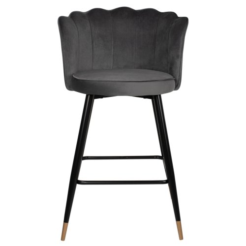 MITTELHOHER HOCKER VESNA AUS GRAUEM SAMT UND METALLGESTELL 50x50x90 cm