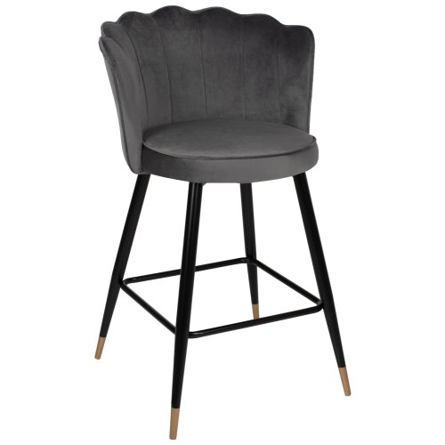 MITTELHOHER HOCKER VESNA AUS GRAUEM SAMT UND METALLGESTELL 50x50x90 cm
