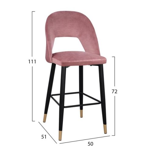 Barhocker HARPER mit Samtstoff in Rosé