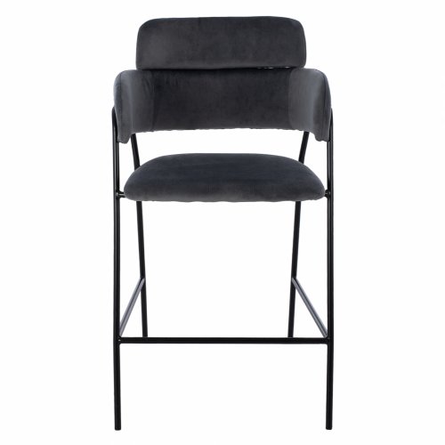 MEDIUM HEIGHT STOOL KELSO GRAY VELVET WITH METAL FRAME 54x58x95 cm