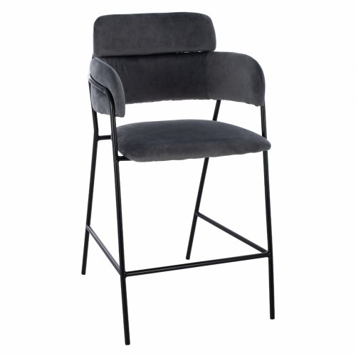 MEDIUM HEIGHT STOOL KELSO GRAY VELVET WITH METAL FRAME 54x58x95 cm