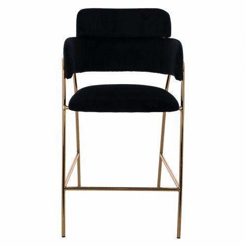 MEDIUM HEIGHT STOOL KELSO BLACK VELVET WITH METAL FRAME 54x58x95 cm
