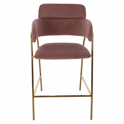 MEDIUM HEIGHT STOOL KELSO ROSE VELVET WITH METAL FRAME 54x58x95 cm