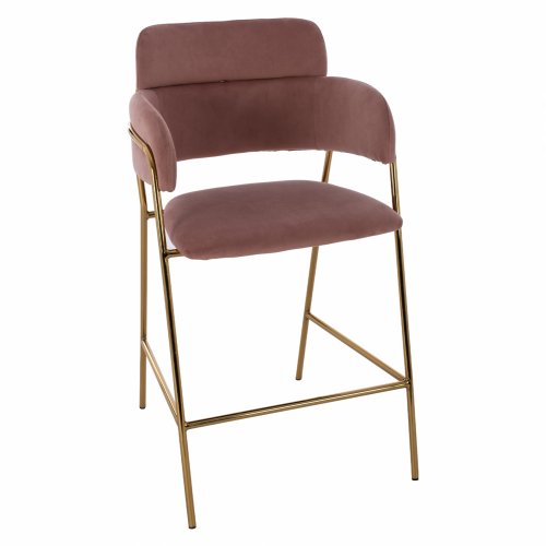 MEDIUM HEIGHT STOOL KELSO ROSE VELVET WITH METAL FRAME 54x58x95 cm