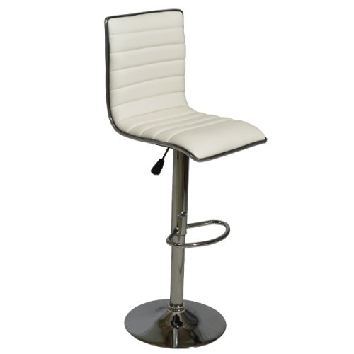 Modern bar stool Nexus with white imitation leather cover