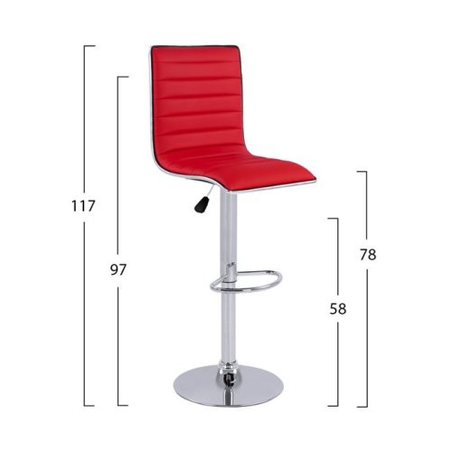 Modern barstool Nexus with red imitation leather cover