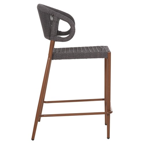Barhocker mittlere Höhe EULO Aluminium in Walnuss-Kunstrattan in Grau 60x60x99Hcm