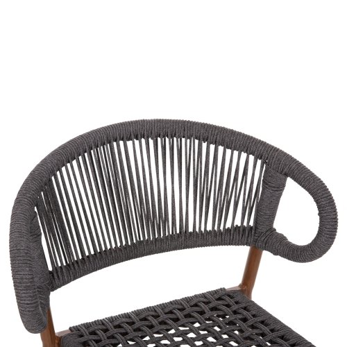 Barhocker mittlere Höhe EULO Aluminium in Walnuss-Kunstrattan in Grau 60x60x99Hcm