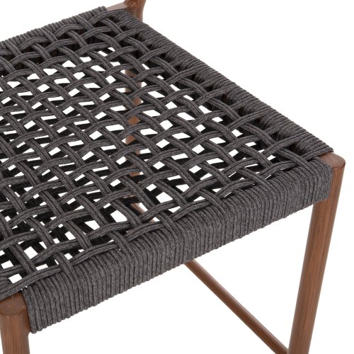 Barhocker mittlere Höhe EULO Aluminium in Walnuss-Kunstrattan in Grau 60x60x99Hcm