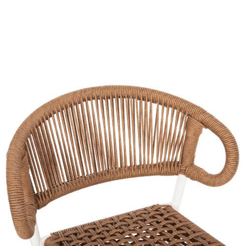 Barhocker mittlere Höhe EULO Aluminium in Walnuss-Kunstrattan in Weiß 60x60x99Hcm