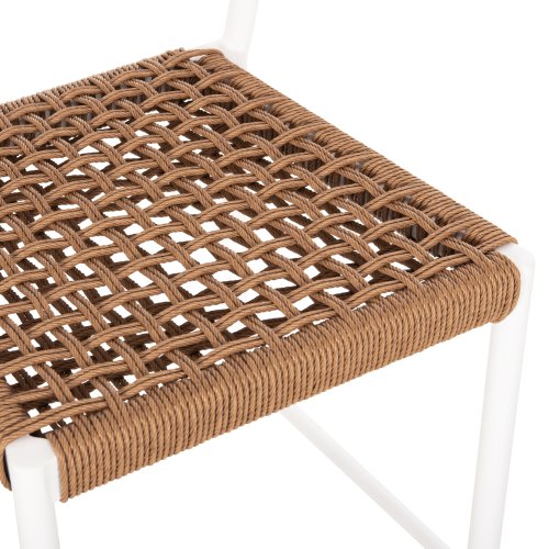 Barhocker mittlere Höhe EULO Aluminium in Walnuss-Kunstrattan in Weiß 60x60x99Hcm