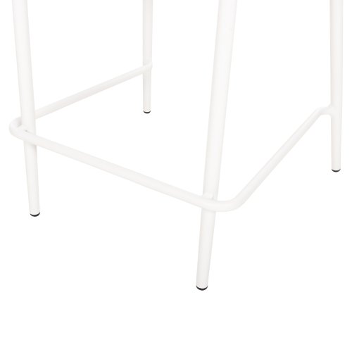 Barhocker mittlere Höhe EULO Aluminium in Walnuss-Kunstrattan in Weiß 60x60x99Hcm