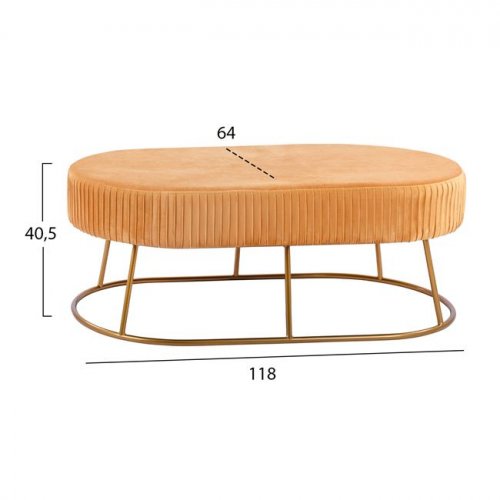 Noble bench Alinafe made of velvet in gold color