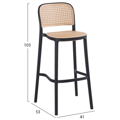 SCHWARZ-BEIGER POLYPROPYLEN-HOCKER 41x53x103 cm