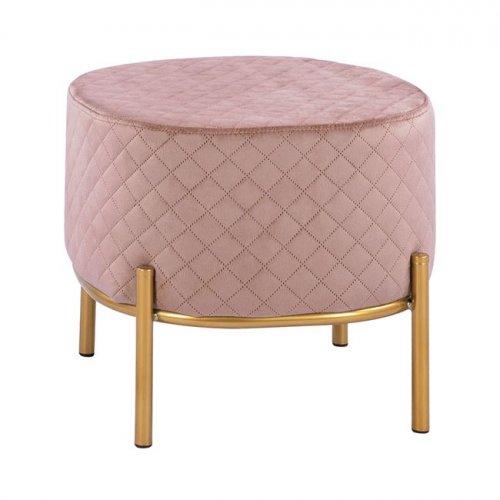 Stool Sinta pink velvet with gold base 42x42x38cm