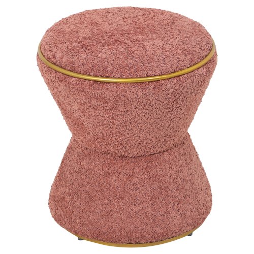 HOCKER RUND BOUCLE STOFF ROSA-GOLD DETAIL Φ38,5x43Hcm