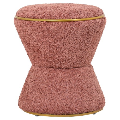 HOCKER RUND BOUCLE STOFF ROSA-GOLD DETAIL Φ38,5x43Hcm