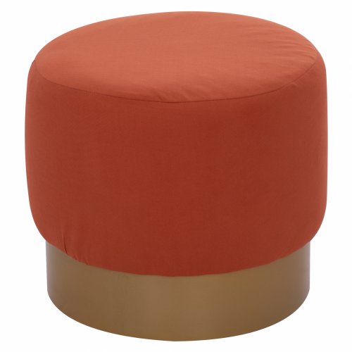 "VINDE" ORANGE KORAL HOCKER MIT GOLDBASIS Φ40x35 cm