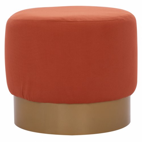 "VINDE" ORANGE KORAL HOCKER MIT GOLDBASIS Φ40x35 cm