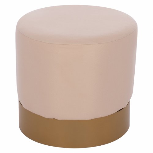 "VINDE" BEIGE HOCKER MIT GOLDBASIS Φ40x35 cm
