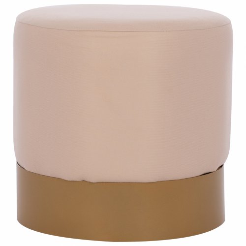 "VINDE" BEIGE HOCKER MIT GOLDBASIS Φ40x35 cm