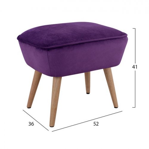 HOCKER "EMILIE" AUS LILA SAMT 52x37x40Y cm.