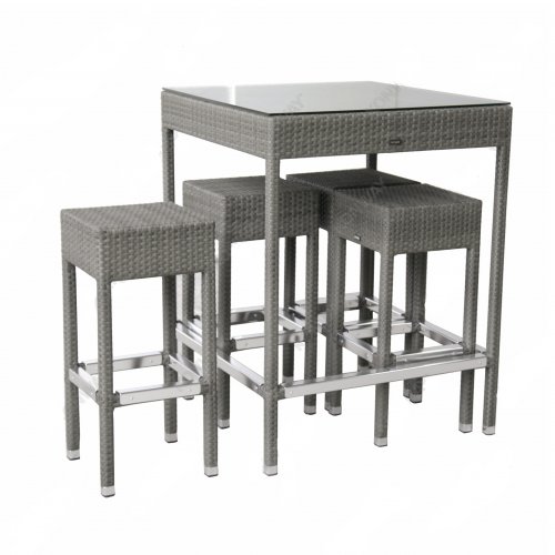Aluminium Hochtisch Set klein 86x86x111 cm in Quarz