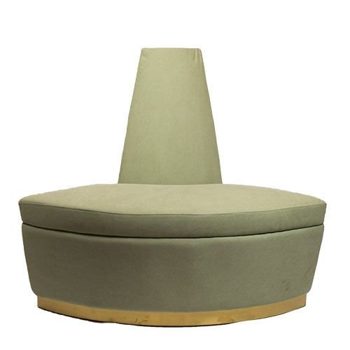 "Viano Island" sofa in green velvet and gold metal frame