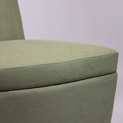 "Viano Island" sofa in green velvet and gold metal frame