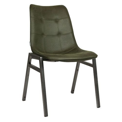 Stuhl "Detroit Army" aus Kunstleder und Metallgestell in Olivegrün