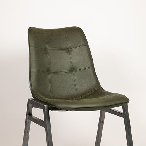 Stuhl "Detroit Army" aus Kunstleder und Metallgestell in Olivegrün