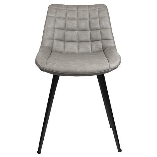 Artificial leather upholstered chair "Binq" with metal legs in grey
