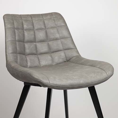 Artificial leather upholstered chair "Binq" with metal legs in grey