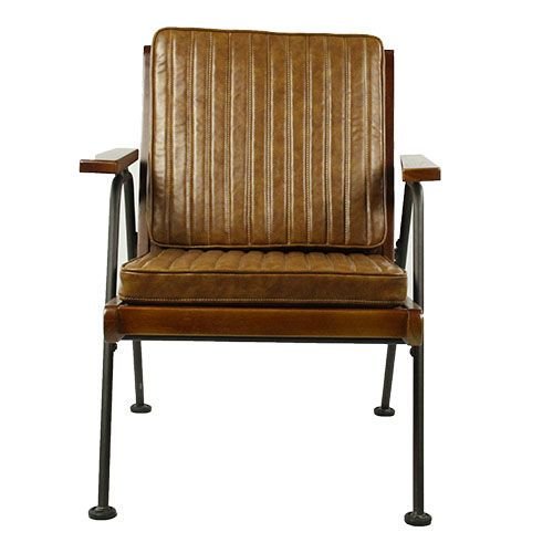 "Jace" armchair made of 100% real buffalo leather and steel frame