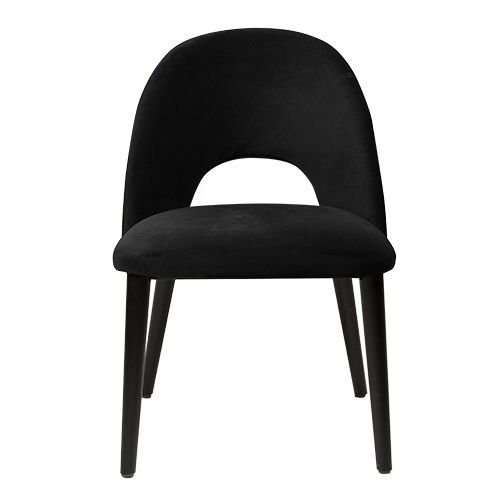"Jyll" chair made of black velvet and legs made of black solid beech