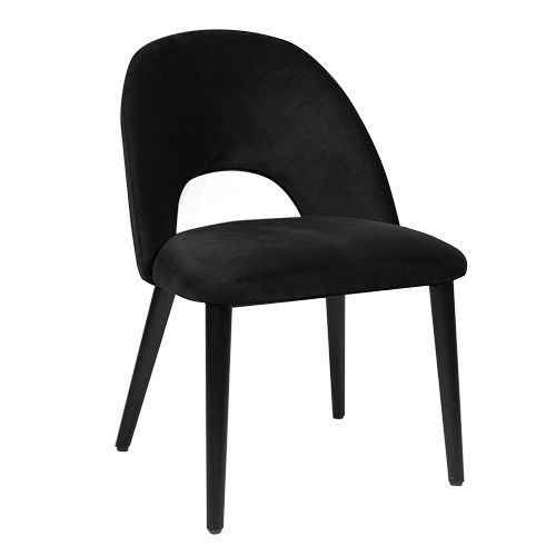 "Jyll" chair made of black velvet and legs made of black solid beech