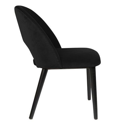 "Jyll" chair made of black velvet and legs made of black solid beech