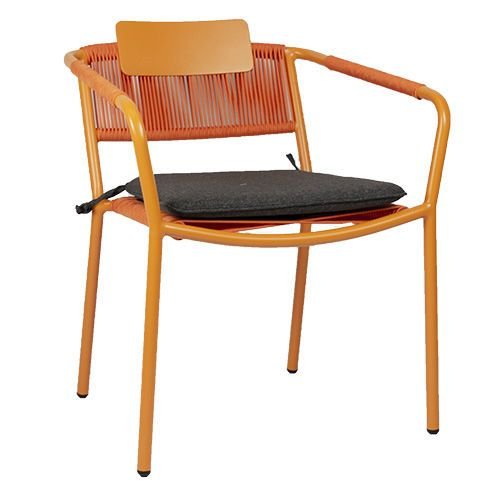 Outdoor Sessel "Kiwi" aus Aluminium und Seilgeflecht in orange 61x80x46x65cm cm stapelbar