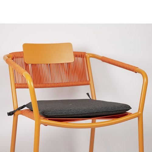 Outdoor Sessel "Kiwi" aus Aluminium und Seilgeflecht in orange 61x80x46x65cm cm stapelbar