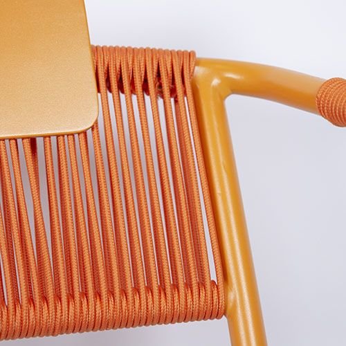 Outdoor Sessel "Kiwi" aus Aluminium und Seilgeflecht in orange 61x80x46x65cm cm stapelbar