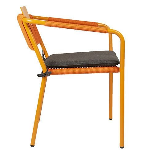 Outdoor Sessel "Kiwi" aus Aluminium und Seilgeflecht in orange 61x80x46x65cm cm stapelbar