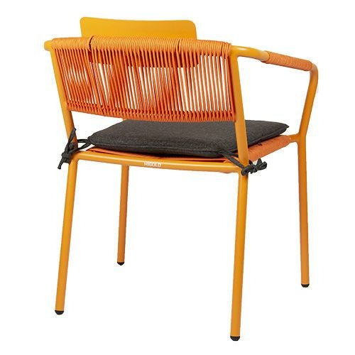 Outdoor Sessel "Kiwi" aus Aluminium und Seilgeflecht in orange 61x80x46x65cm cm stapelbar