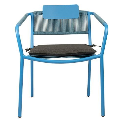 Outdoor Sessel "Kiwi" aus Aluminium und Seilgeflecht in blau 61x80x46x65cm cm stapelbar