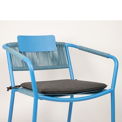 Outdoor Sessel "Kiwi" aus Aluminium und Seilgeflecht in blau 61x80x46x65cm cm stapelbar